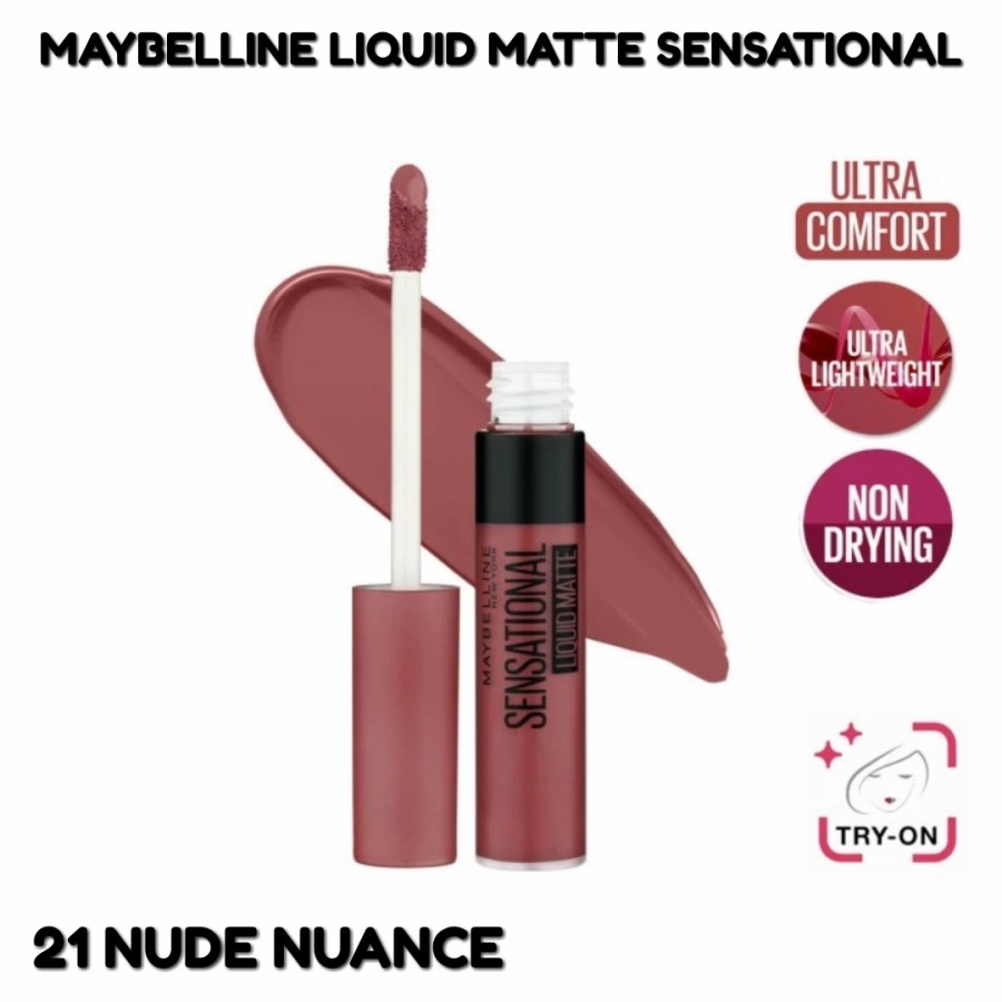 Jual Maybelline Sensational Liquid Matte Lipstick - 21 Nude Nuance