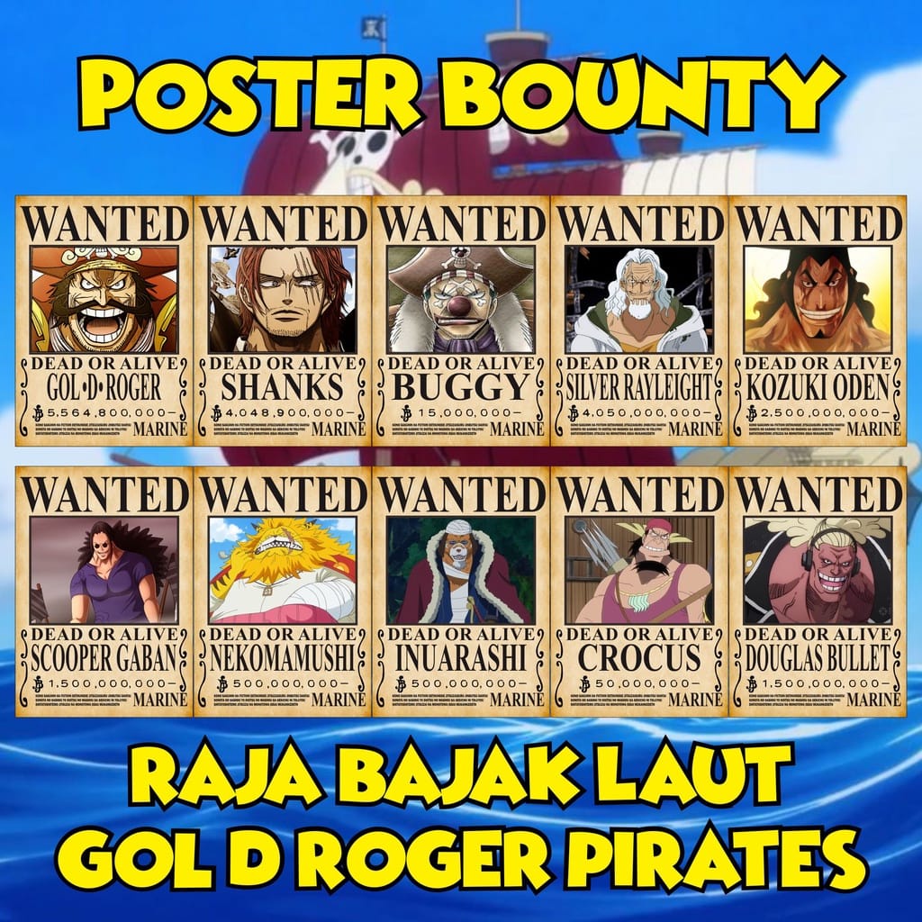 Jual Custom Poster Anime One Piece 1 Set Bounty Will Of D Germa 66