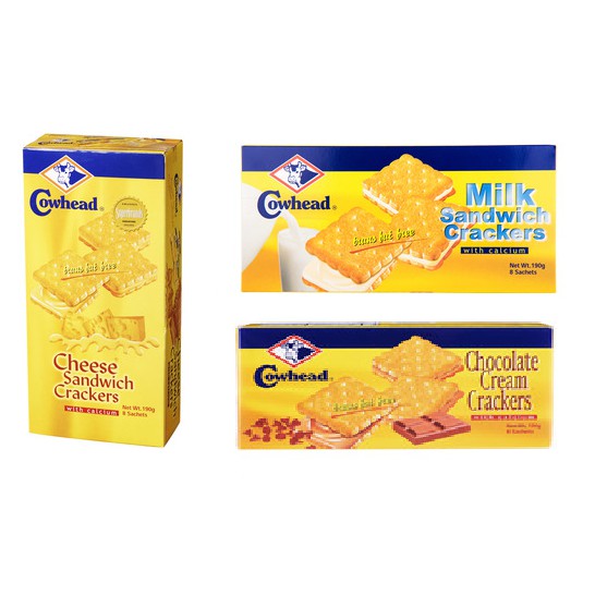 Jual Cowhead Sandwich Crackers with Calcium Milk Cheese 190g (8 per