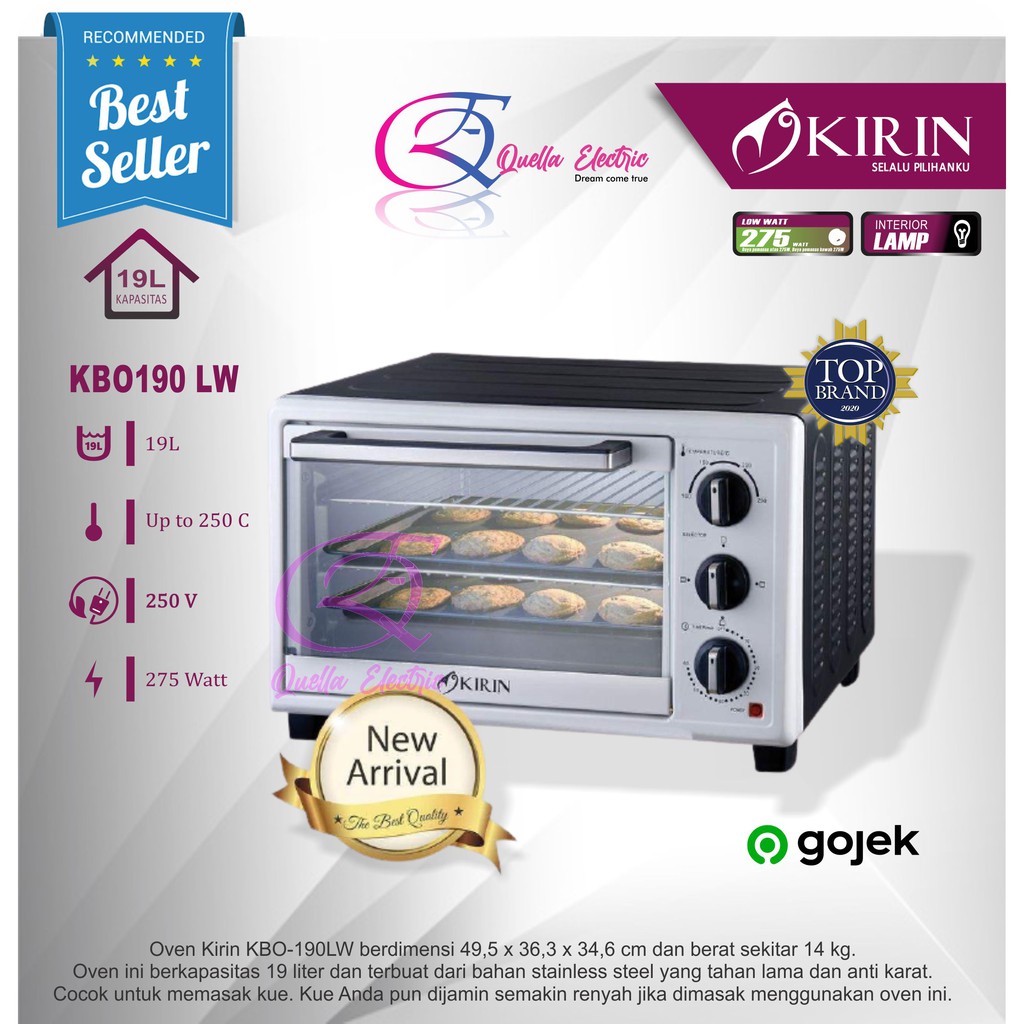 Jual KIRIN Oven Listrik 19 Liter KBO190LW (Low Watt) MURAH