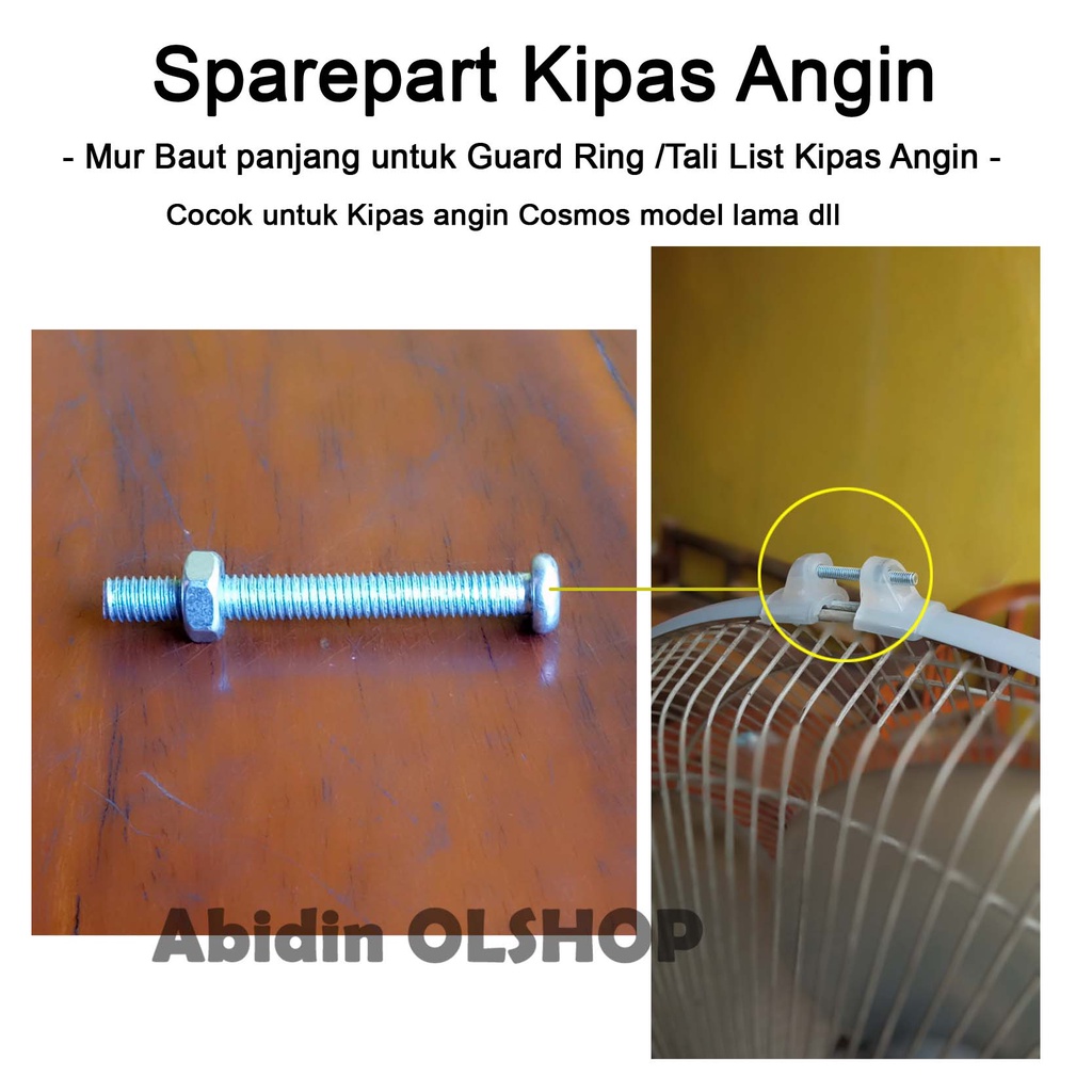 Jual Spare part kipas angin mur baut panjang sekrup untuk tali lis