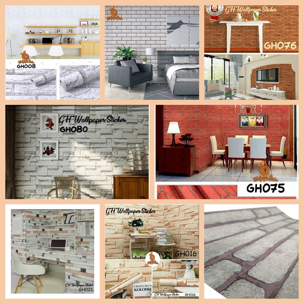 Jual Wallpaper Dinding Motif Batu Bata Sticker Dinding Motif Batu Bata