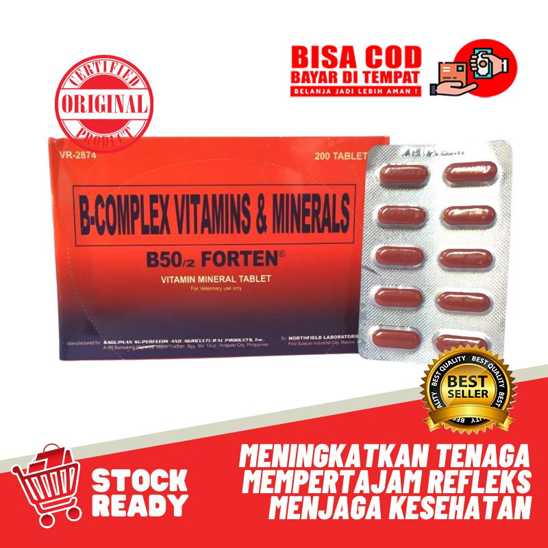 Jual B50 B 50 FORTEN 1 STRIP VITAMIN AND MINERAL OBAT AYAM