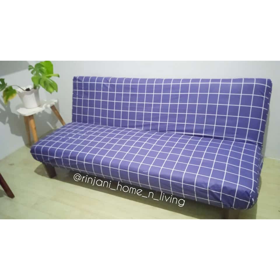 Jual Cover Sofa bed Gwinston (Motif Trapezze Navy) Shopee Indonesia