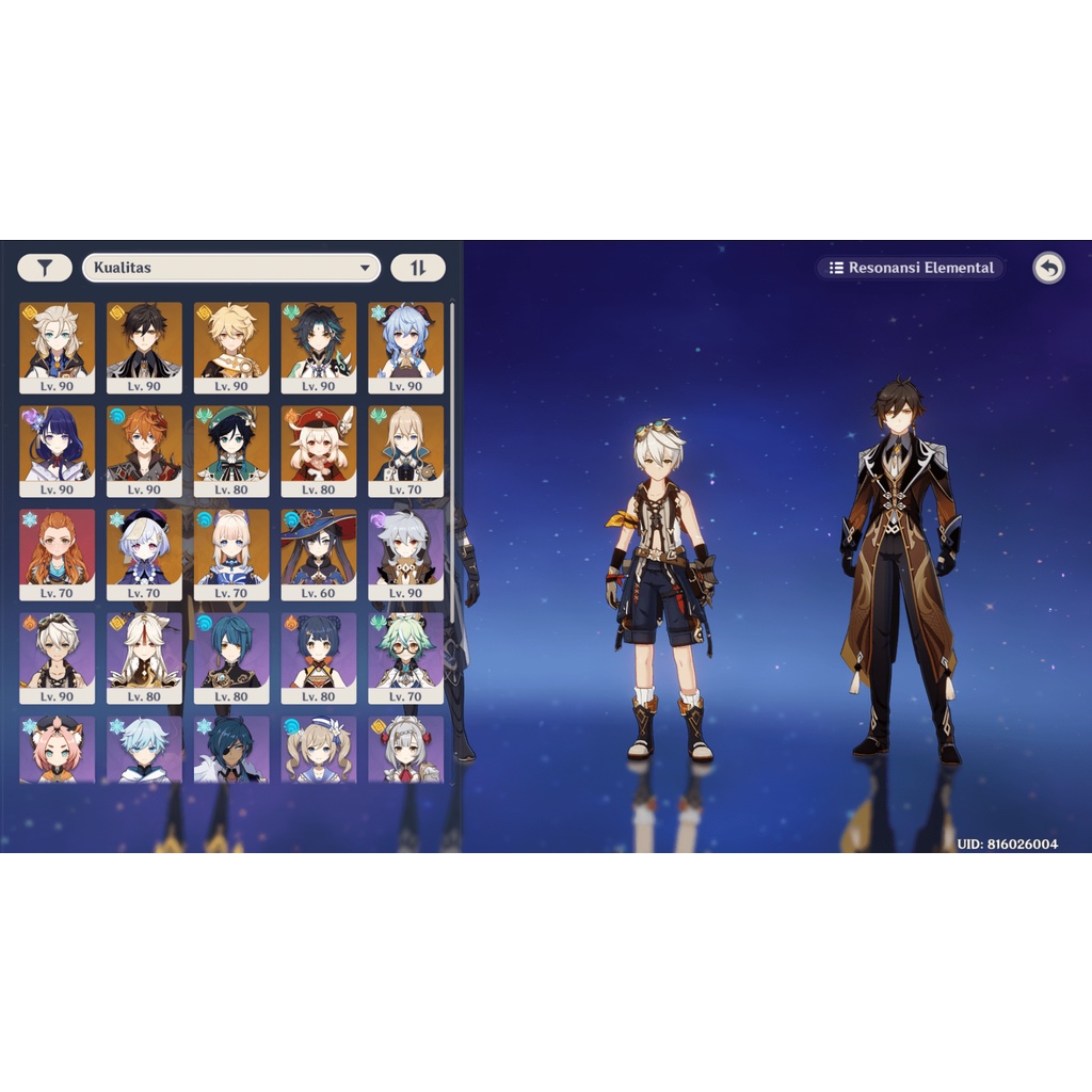 Jual Akun Genshin Impact F2P AR58 [Xiao OP, Ganyu OP, Tartaglia OP