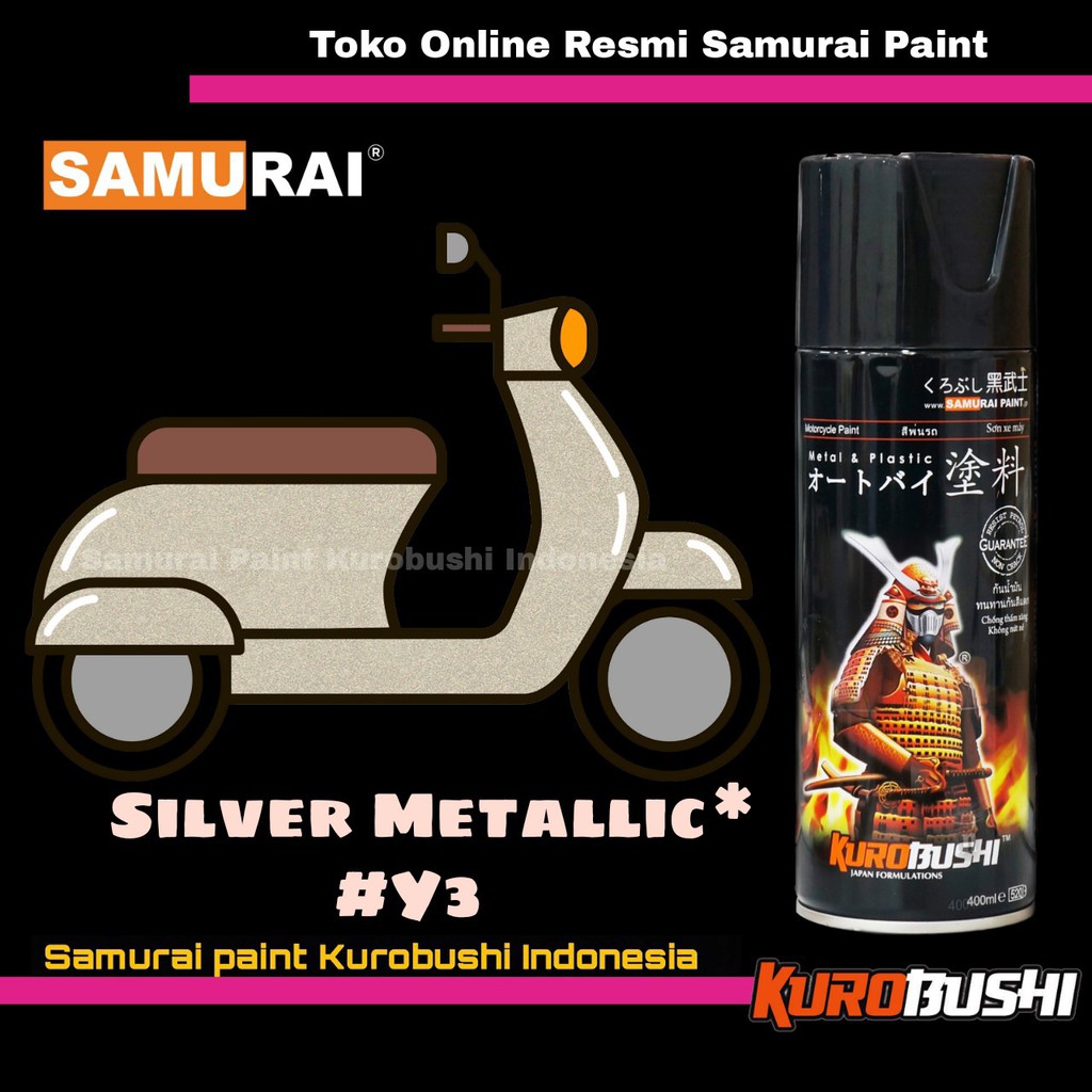Jual Samurai Paint SILVER METALLIC Y3 Warna Perak Metalic Yamaha Cat Semprot Aerosol Samurai