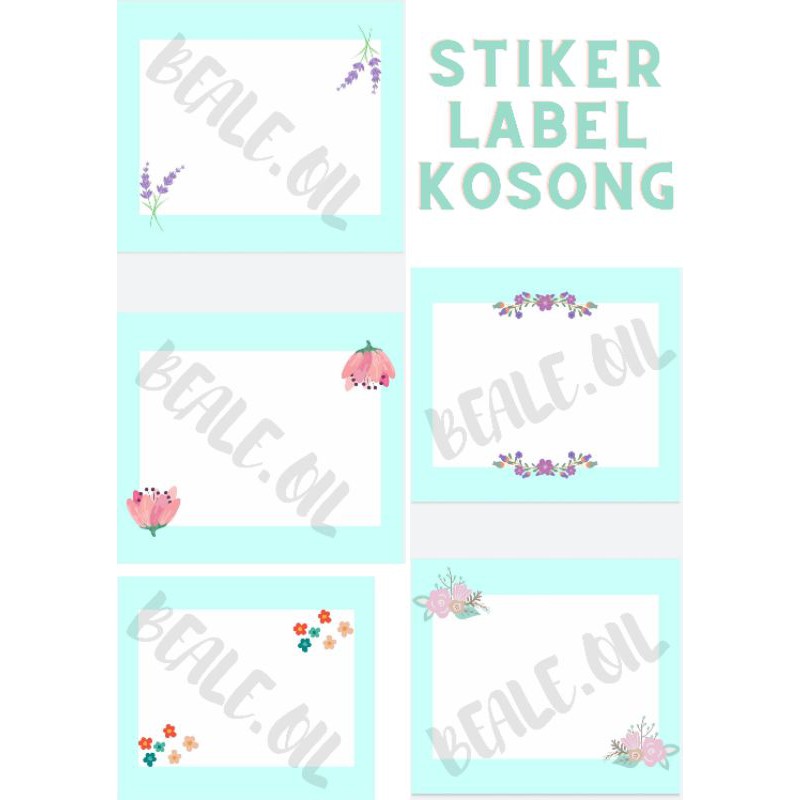 Jual Sticker Label Kosong DIY Waterproof PASTEL BLUE FLOWER stiker