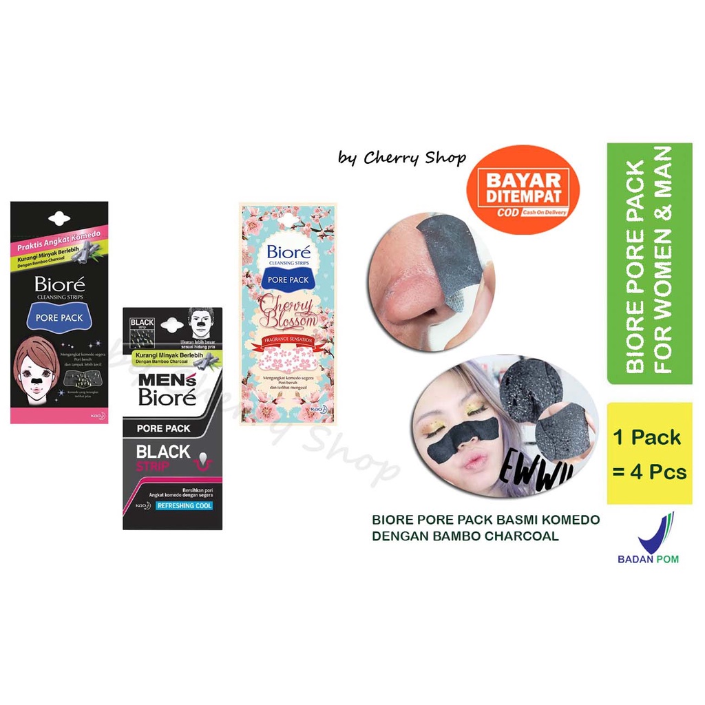 Jual [BPOM] Masker Komedo Biore Black Pore Pack Cherry Blossom Citrus