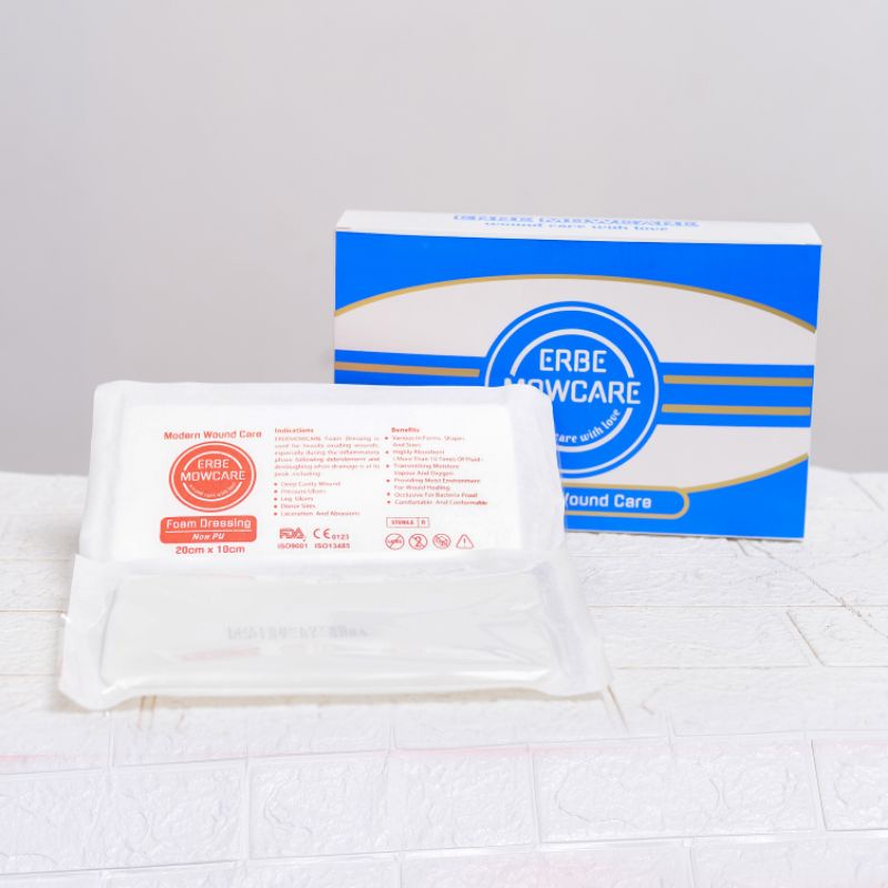 Jual foam dressing Non PU ukuran 20 x 10 cm erbemowcare , foam dressing High quality spesialis