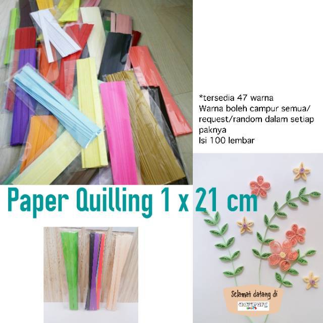 Jual PAPER QUILLING UKURAN 1 x 21 cm / KERTAS QUILLING / PAPER STRIP