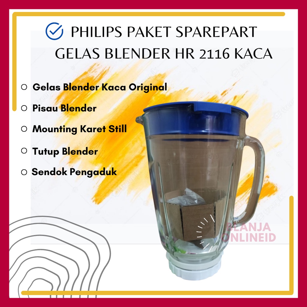 Jual Paket Sparepart Blender Philips HR 2116 /HR2116 Gelas Kaca Lengkap