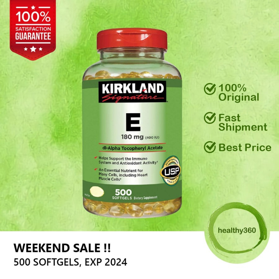 Jual Kirkland Vitamin E 400 IU isi 500 softgels, 100 Original USA