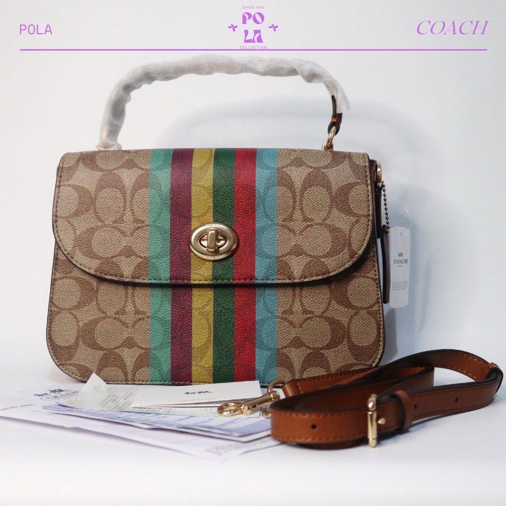 Jual COACH Marlie Top Handle Satchel in Signature Canvas with Stripe