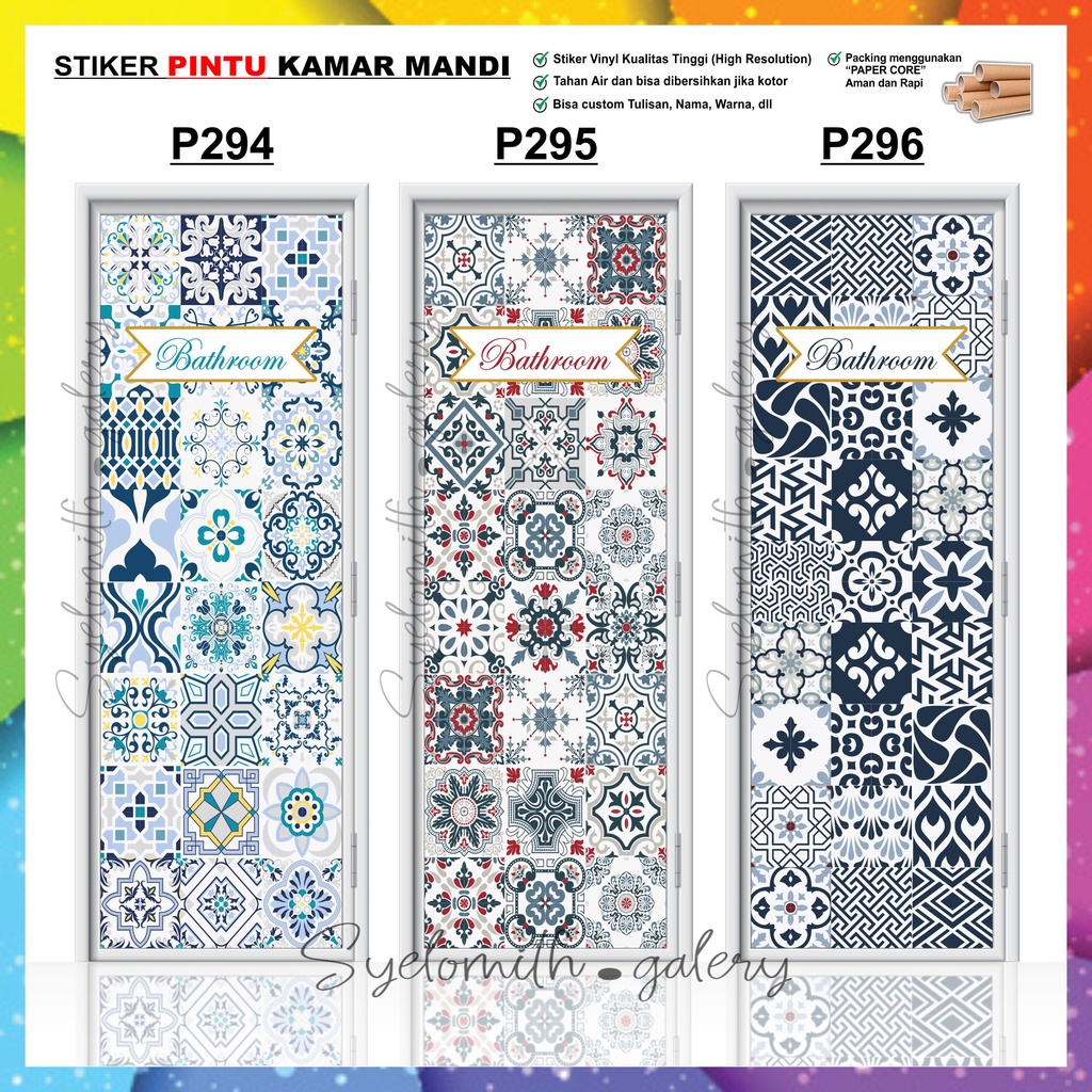 Jual WALLPAPER STICKER KAMAR MANDI MOTIF MEDITERANIAN WALLPAPER PINTU