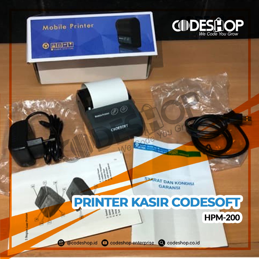 Jual PRINTER KASIR MERK CODESOFT HPM200 MINI PRINTER BLUETOOTH KASIR