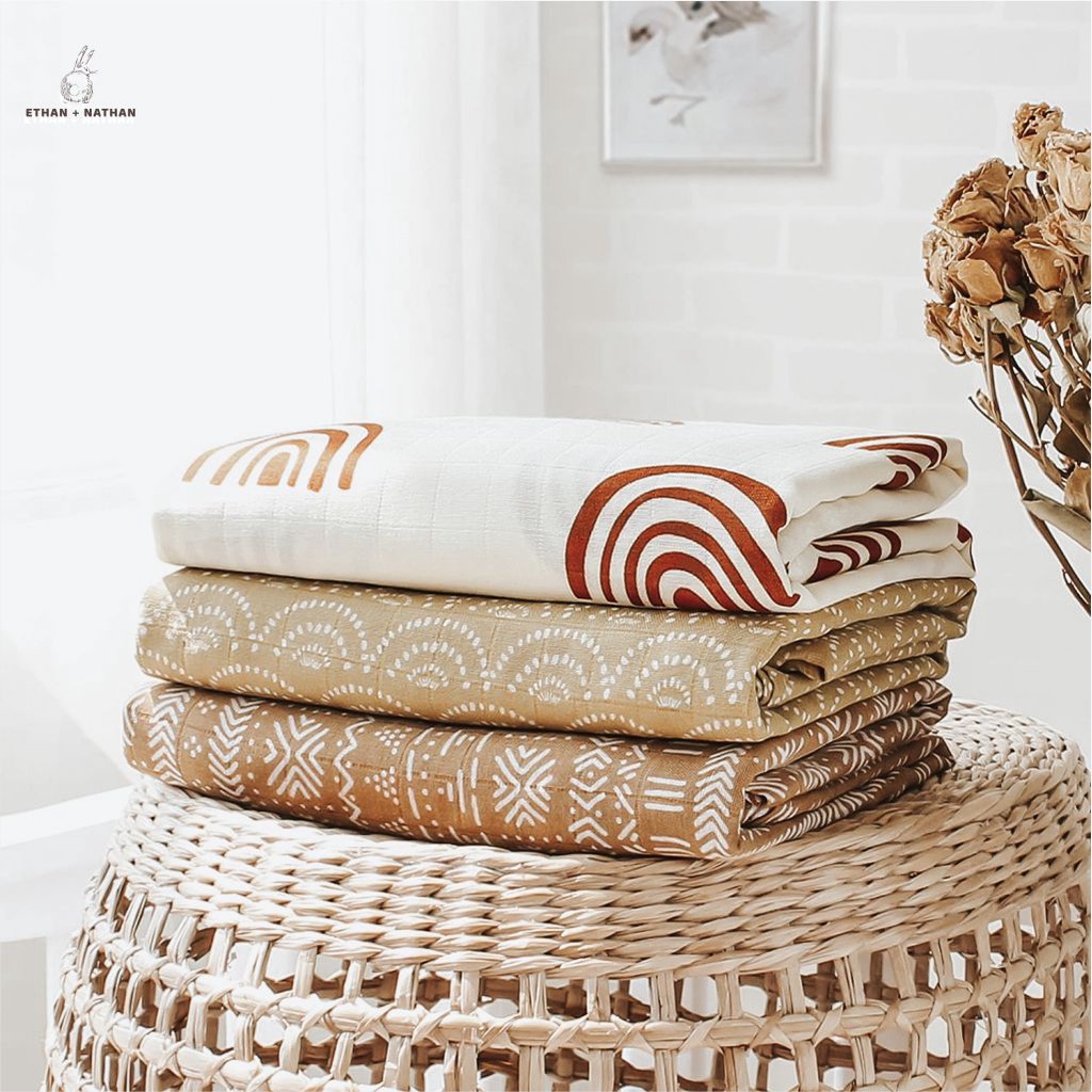 Jual Ethan + Nathan Baby Muslin Swaddle / Bedong Bayi / Selimut Bayi