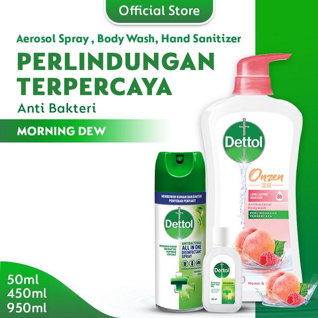 Jual Dettol Disinfectant Spray 1 pcs + Dettol Raspberry Body Wash 1 pcs