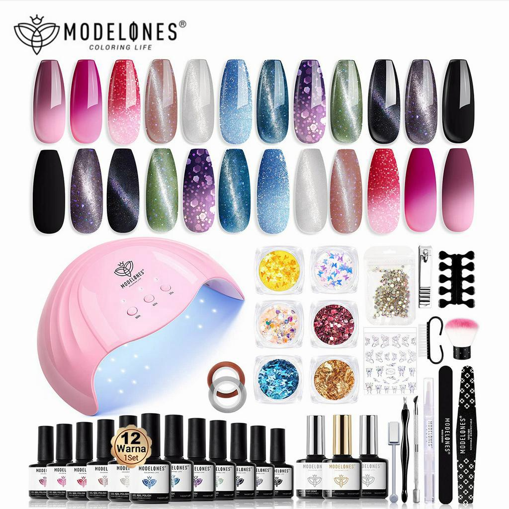 Jual Modelones 35pcs Warna Mengubah Cat Eye Gel Nail Kit Polandia
