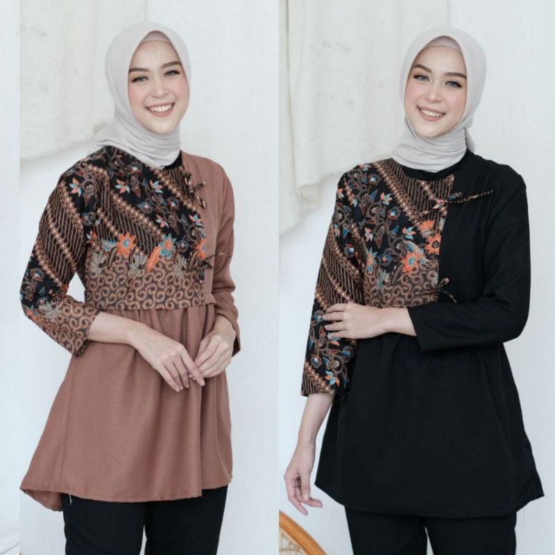 Jual BAJU BATIK WANITA MODERN MONALISA GENES M,L,XL asli PEKALONGAN(03)
