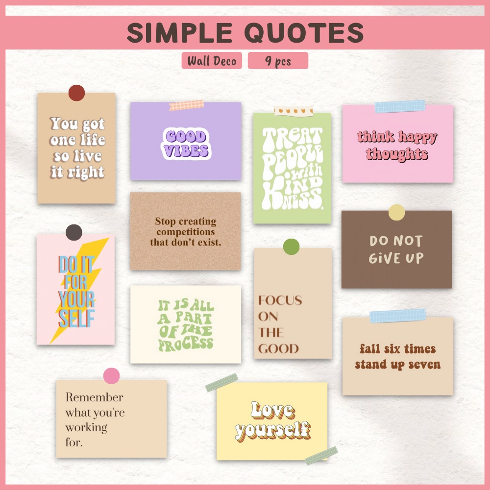 Jual (9 pcs) Simple Quotes Wall Deco by Aera Art Studio Mini Post