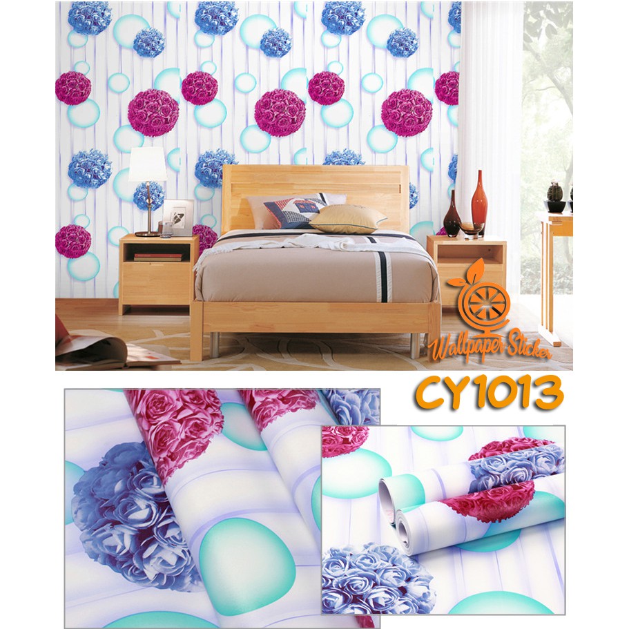 Jual Wallpaper Stiker Murah Motif Pom Pom Warna Warni Cy1013 Quality
