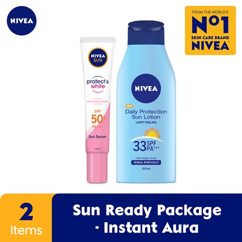 Jual NIVEA Sun Face Serum Instant Aura 30 mL + NIVEA Body Lotion Daily