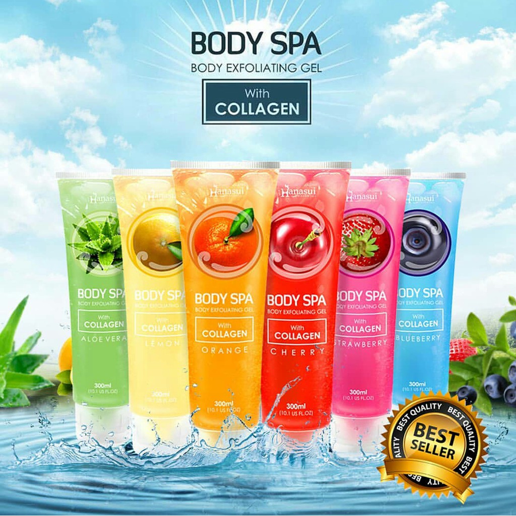 Jual HANASUI BODY SPA Body Exfoliating Gel With Collagen 300ml Shopee