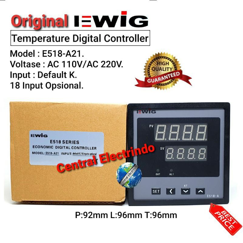 Jual Temperature Controller/Thermo Control Digital E508A 96x96mm EWIG
