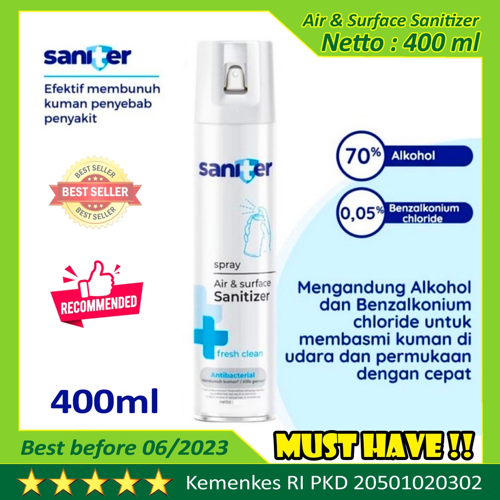 Jual Saniter Spray Air & Surface Disinfectant 400ml Sanitizer Antibacterial Shopee Indonesia