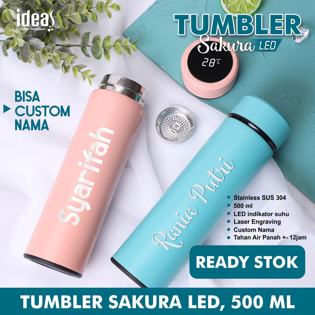 Jual TUMBLER GRAFIR SAKURA LED TEMPERATUR / TUMBLER STARBUCK CUSTOM