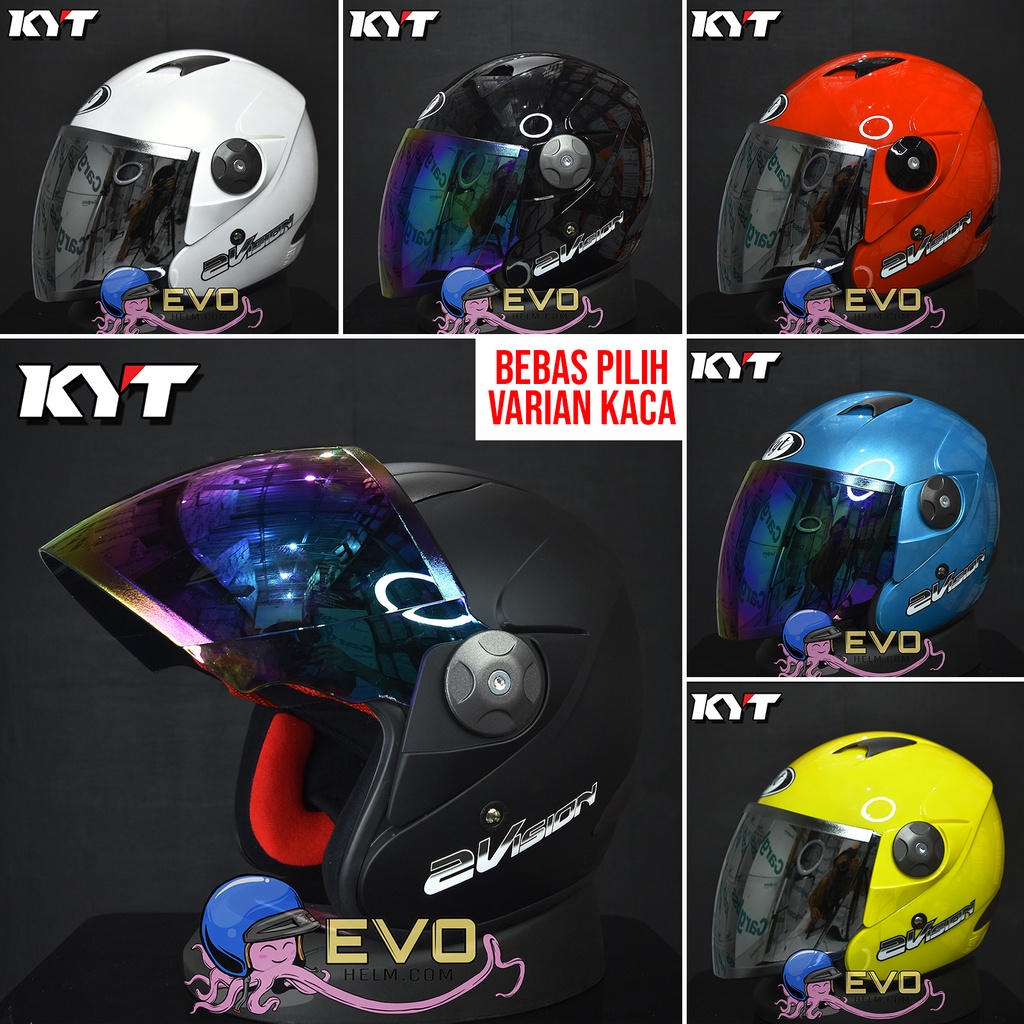Jual HELM KYT 2 VISION SOLID ORIGINAL HELM KYT 2VISION BLACK METALIC
