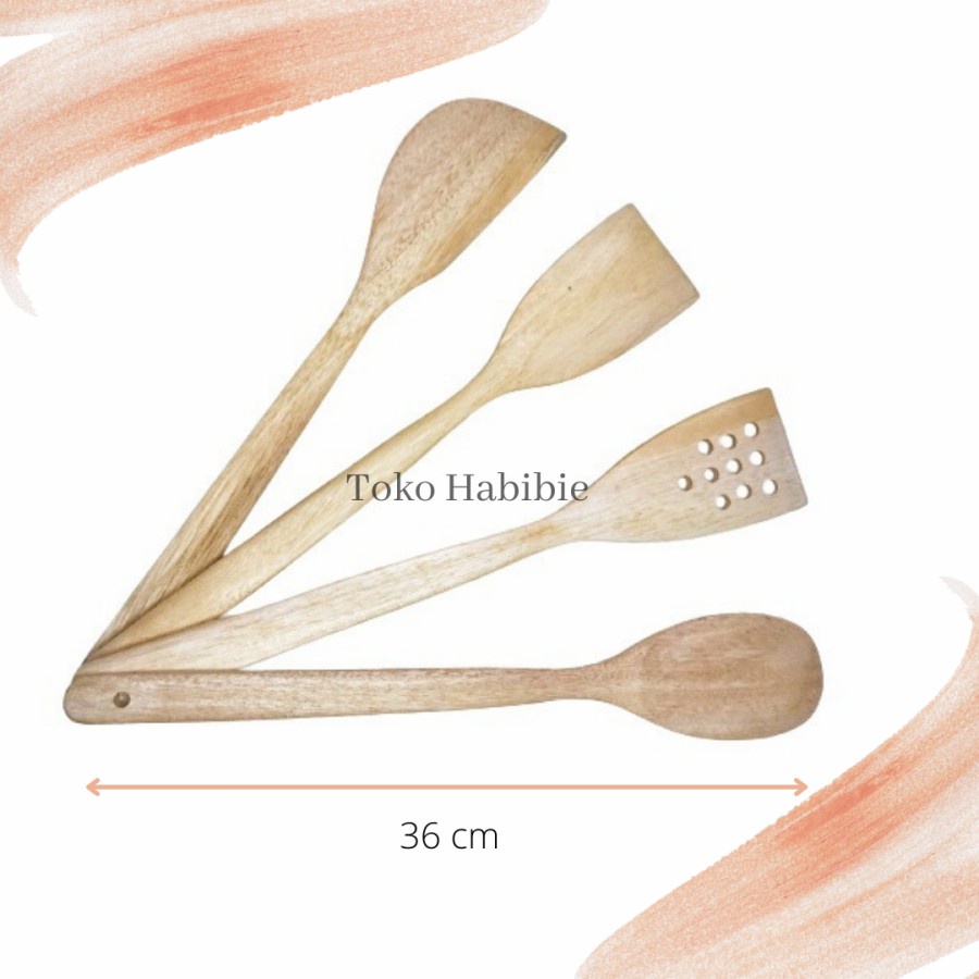 Jual 1 Set Wooden Spatula Set Spatula Set Sutil Kayu Spatula Kayu 4 pcs