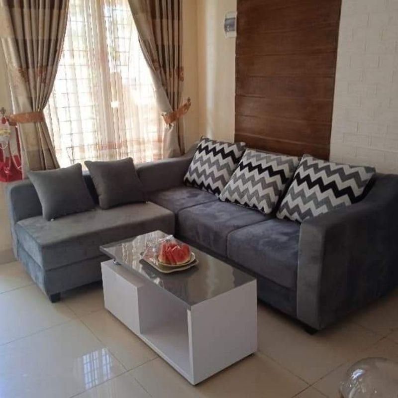 Jual sofa minimalis abu abu meja hpl bisa request warna lain Shopee
