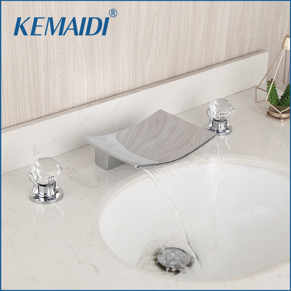 Jual KEMAIDI Chrome Bathroom Water Basin Sink Mixer 3/5 pcs Tap Bathtub