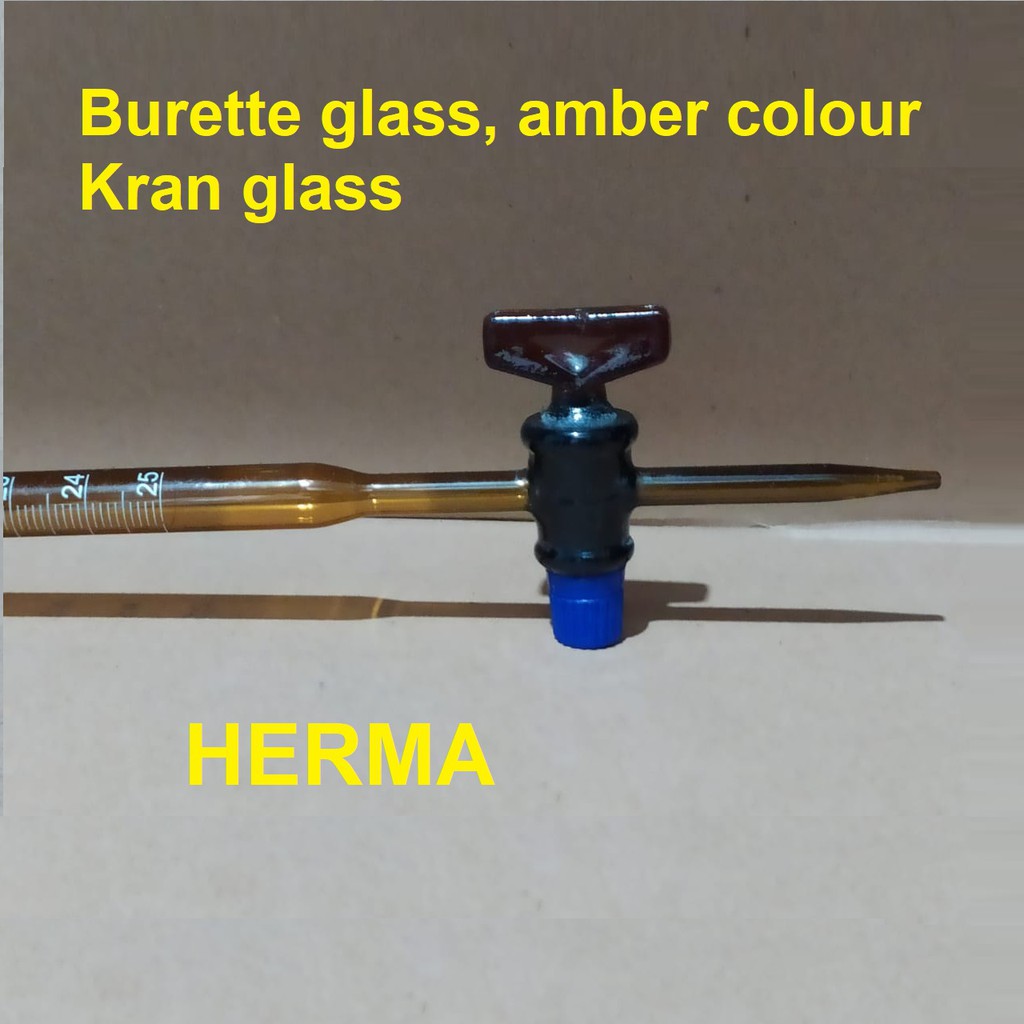 Jual BURETTE GLASS 100 ML AMBER KRAN GLASS BURET COKLAT BURET AMBER