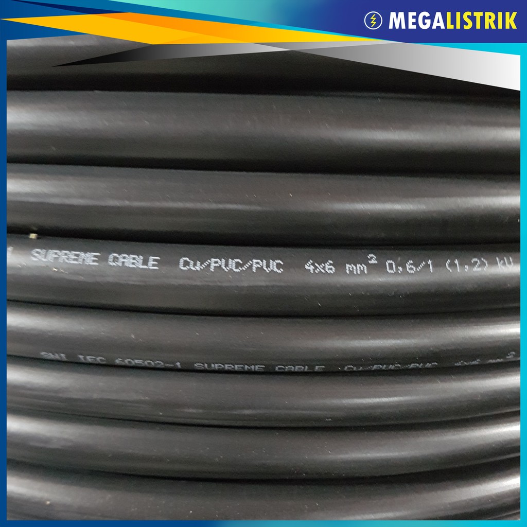 Jual SUPREME NYY 4X6 METERAN / KABEL LISTRIK HITAM KAWAT TEMBAGA 4 X 6