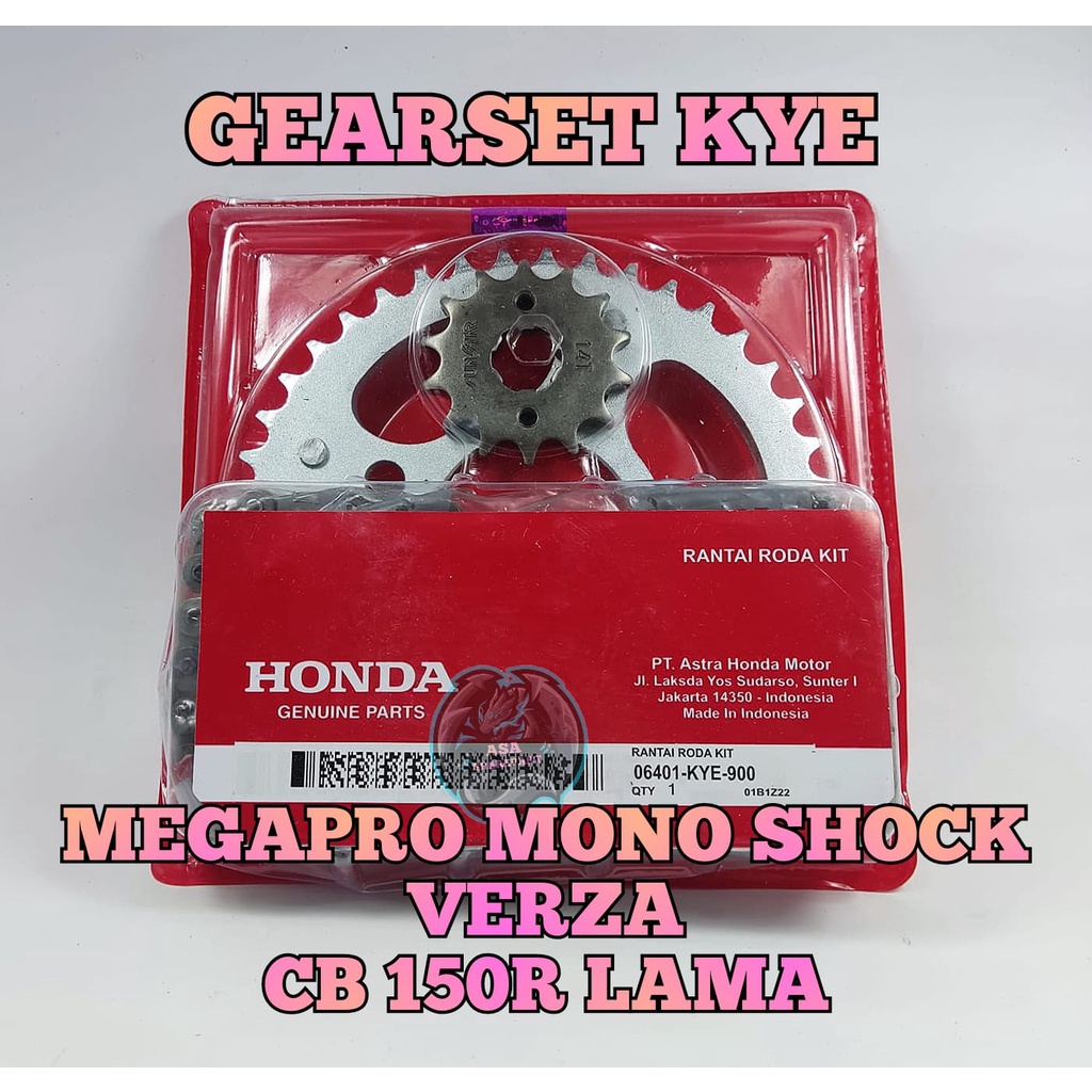 Jual GEAR SET ASLI ORIGINAL HONDA KYE MEGAPRO MONO SHOCK , VERZA , CB150R LAMA GEARSET GIR