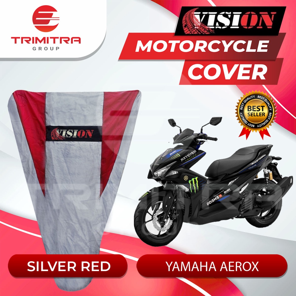 Jual COVER MOTOR SELIMUT/SARUNG MANTEL MOTOR AEROX VISION SILVER MERAH