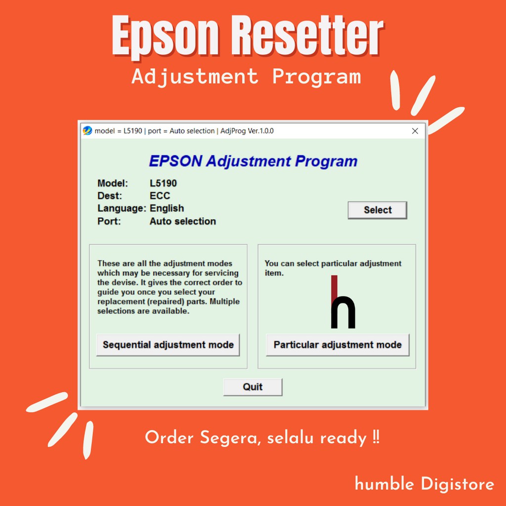 Jual Epson L5190 Program Resetter / Waste Ink Pad Counter Reset