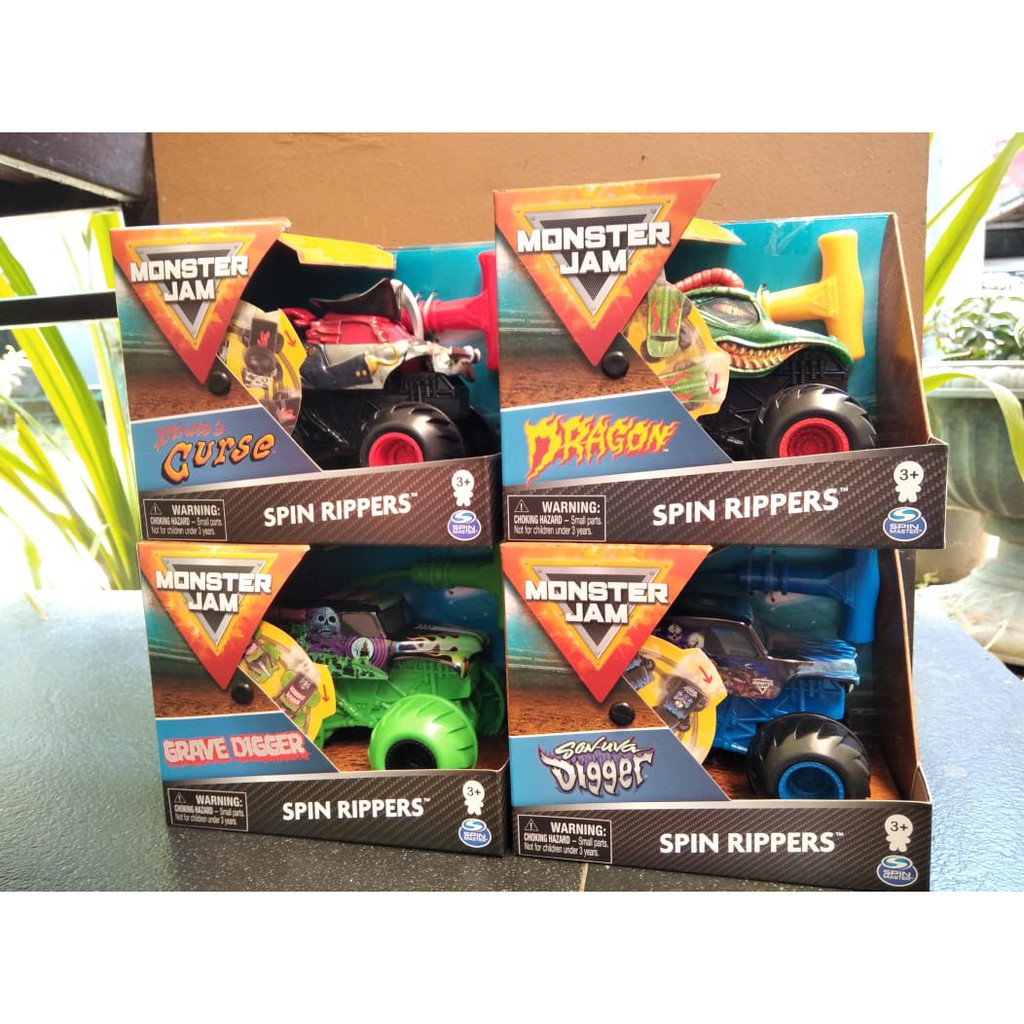 Jual Monster Jam Rippers Sonuva Grave Digger Pirates Curse Dragon Spin Master Monster Trucks