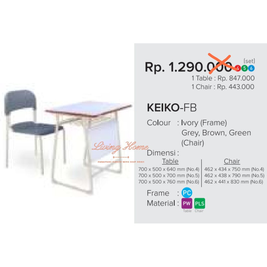 Jual Kursi Lipat Chitose Keiko FB School Table Chair Bangku Susun Meja Belajar Sekolah Seminar