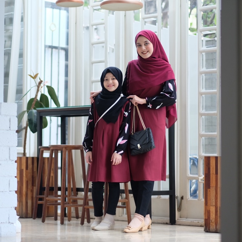 Jual BAJU COUPLE IBU DAN ANAK TUNIK COUPLE POLOS KOMBINASI [harga