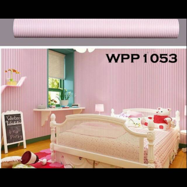 Jual Wallpaper sticker roll pink garis line vertikal Shopee Indonesia