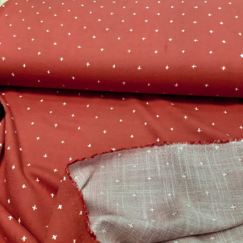 Jual bahan kain rayon linen ex garment branded grade warna terakota