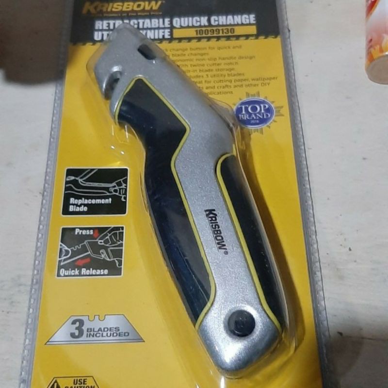 Jual Krisbow Retractable Quick Change Utility Knife Pisau Cutter Carter