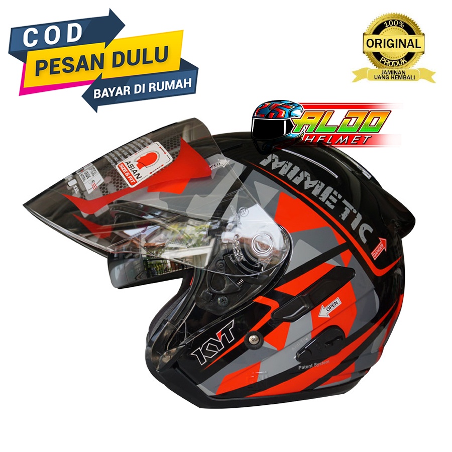 Jual HELM KYT GALAXY MOTIF FLAT R 4 BLACK RED HELM KYT TERBARU HELM