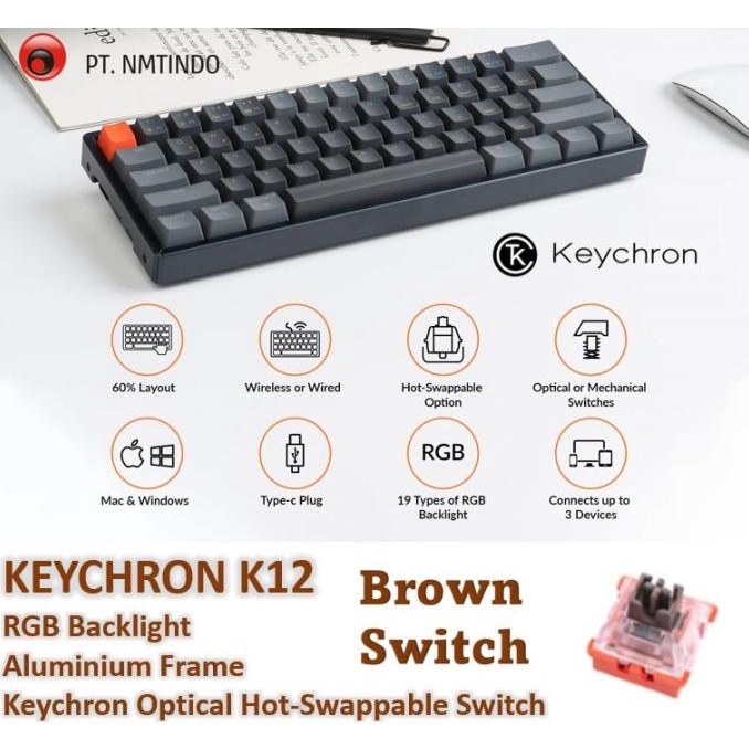 Jual Keychron K12 Hotswappable Optical Switch RGB Backlight Aluminum