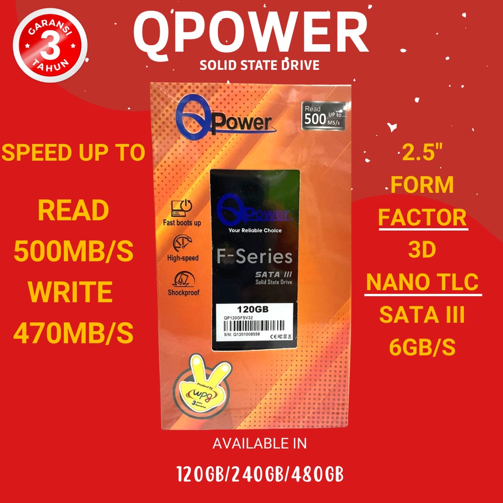 Jual (SERUNI) SSD ASLI MURAH QPOWER SATA III 2,5INCH ORIGINAL GARANSI
