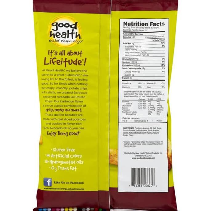 Jual Good Health Kettle Style Potato Chips Barbeque 142g / 100 Avocado
