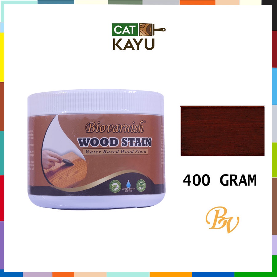 Jual Wood Stain Biovarnish Salak Brown 400 gram Vernish Kayu Waterbase